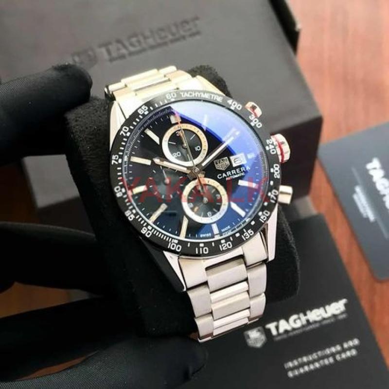 Tag Heuer Calibre 16 Silver Black Dial Mens Watch