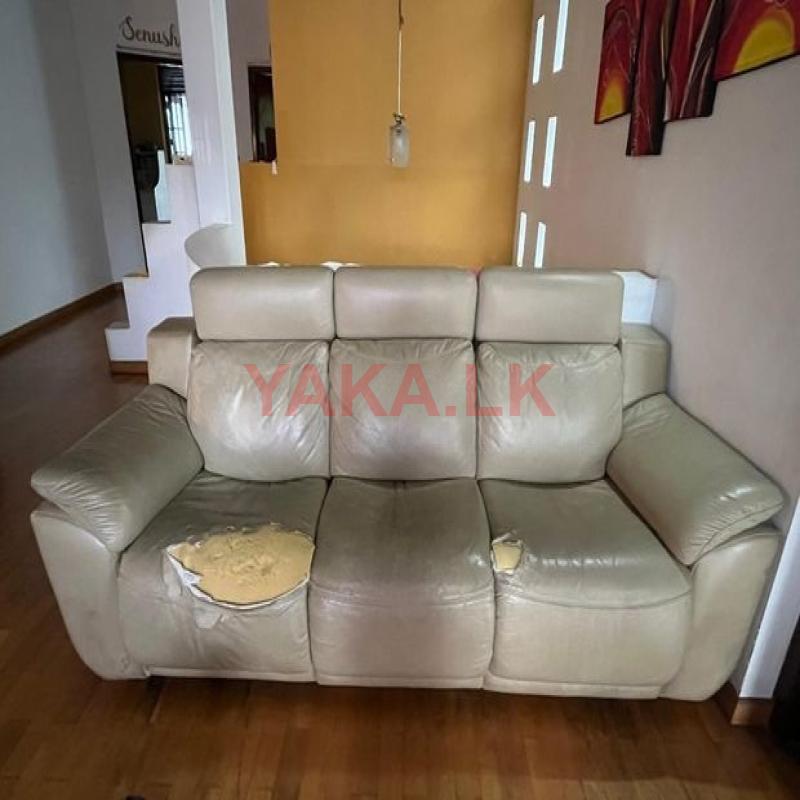Three Seater Reclining Leather Sofa