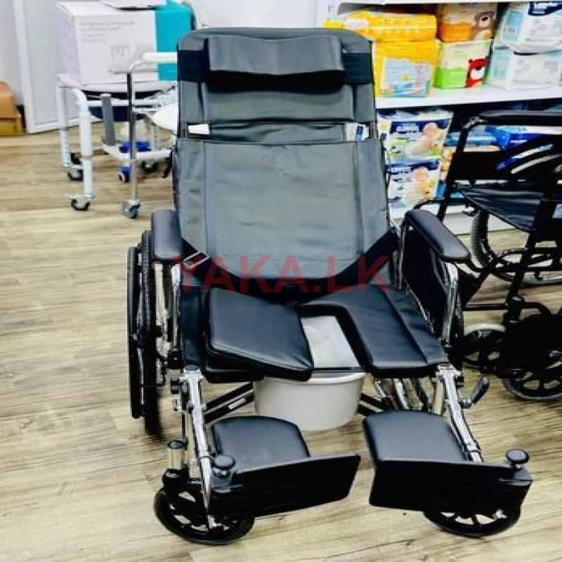 Full Option Commode Wheelchair With Safety Belt Reclining Wheel Chair