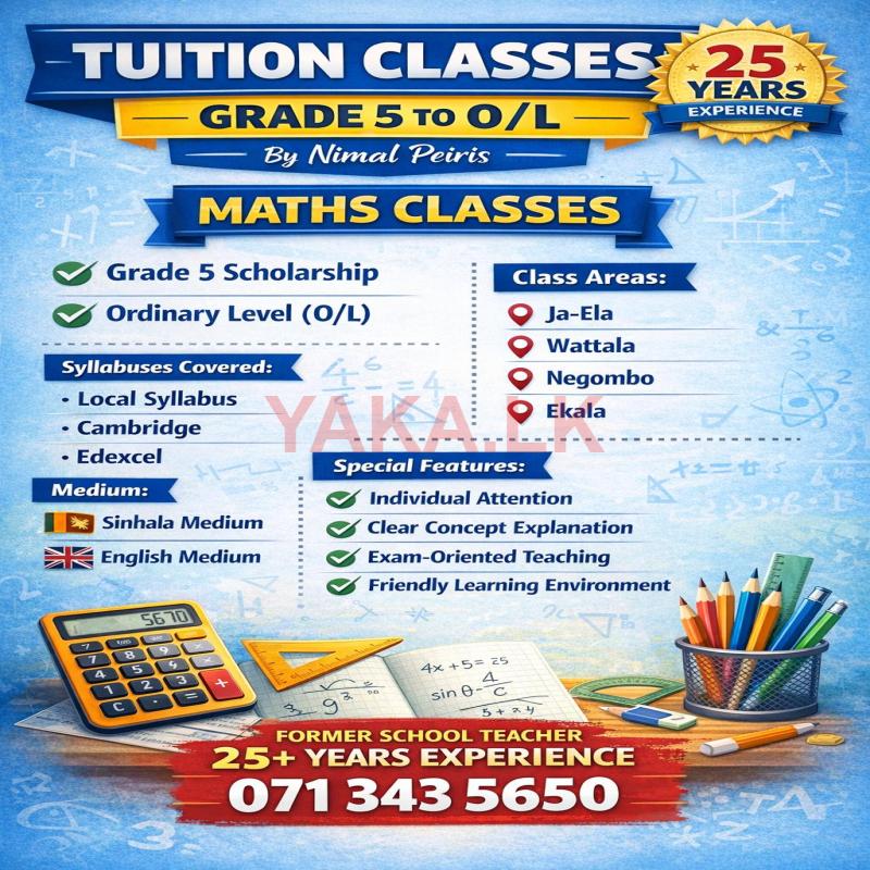 Maths Classes Grade 5 to O/L