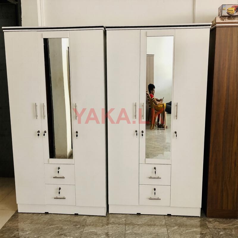 New 3 Door White Melamine Wardrobes with Mirror