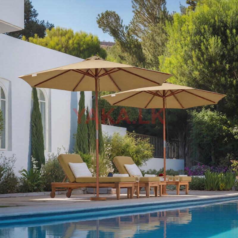 10 Feet Wooden Garden Beach Umbrella